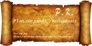Platzerjanó Kolumbusz névjegykártya
